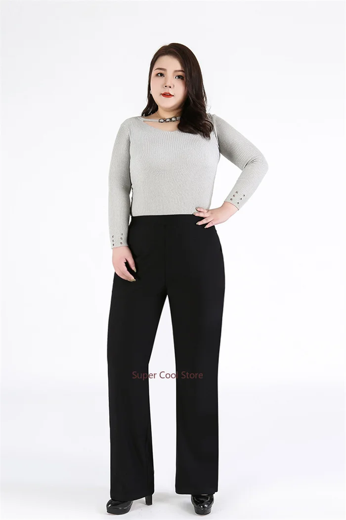 Woman Elegant Pants 140KG 5XL 7XL 8XL 9XL Plus Size Lady Straight Business Trousers Black Girl Stretched Office Formal Clothing