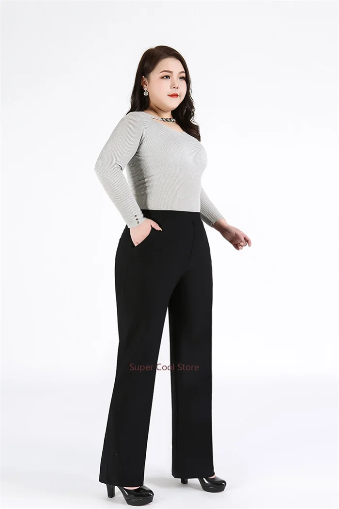 Woman Elegant Pants 140KG 5XL 7XL 8XL 9XL Plus Size Lady Straight Business Trousers Black Girl Stretched Office Formal Clothing