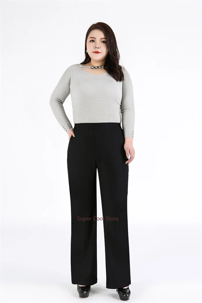 Woman Elegant Pants 140KG 5XL 7XL 8XL 9XL Plus Size Lady Straight Business Trousers Black Girl Stretched Office Formal Clothing