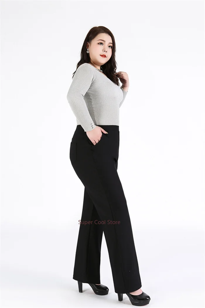Woman Elegant Pants 140KG 5XL 7XL 8XL 9XL Plus Size Lady Straight Business Trousers Black Girl Stretched Office Formal Clothing