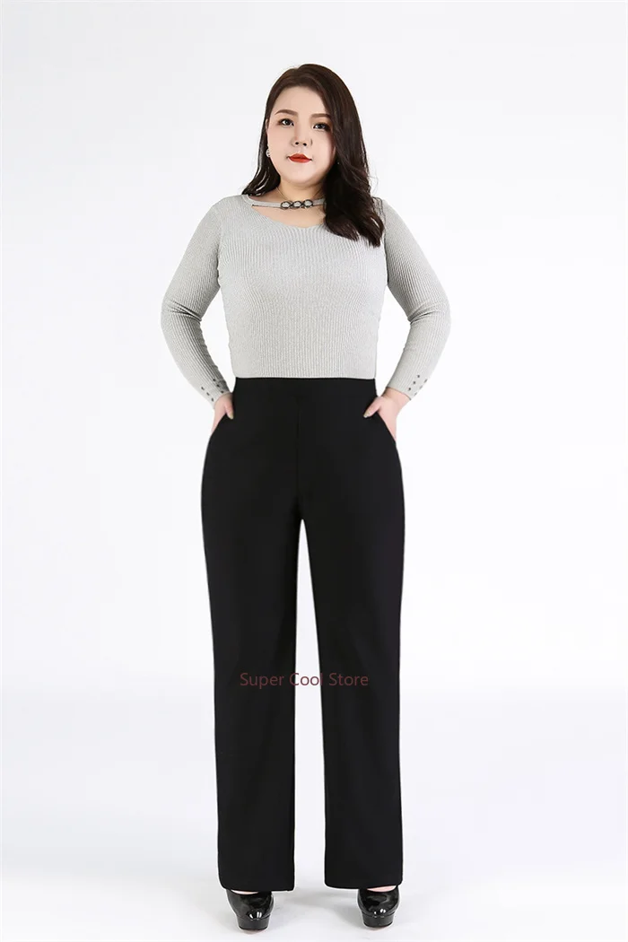 Woman Elegant Pants 140KG 5XL 7XL 8XL 9XL Plus Size Lady Straight Business Trousers Black Girl Stretched Office Formal Clothing