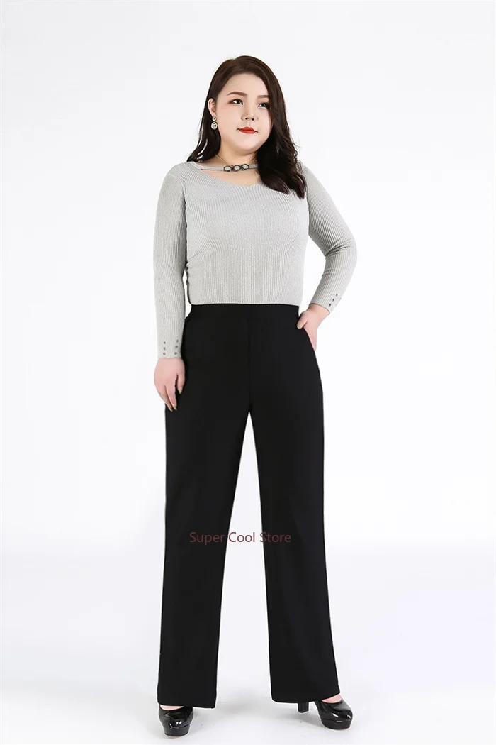 Woman Elegant Pants 140KG 5XL 7XL 8XL 9XL Plus Size Lady Straight Business Trousers Black Girl Stretched Office Formal Clothing
