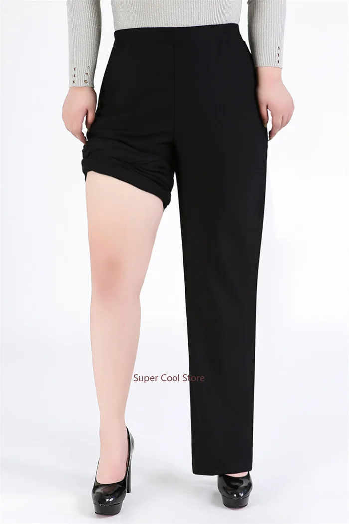 Woman Elegant Pants 140KG 5XL 7XL 8XL 9XL Plus Size Lady Straight Business Trousers Black Girl Stretched Office Formal Clothing