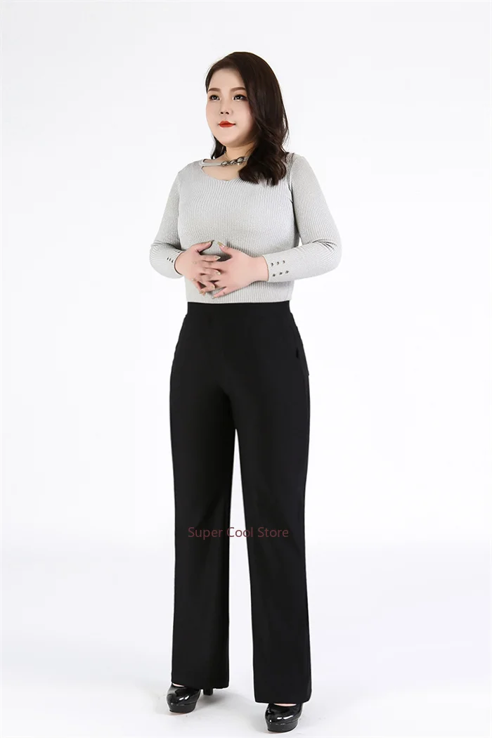Woman Elegant Pants 140KG 5XL 7XL 8XL 9XL Plus Size Lady Straight Business Trousers Black Girl Stretched Office Formal Clothing