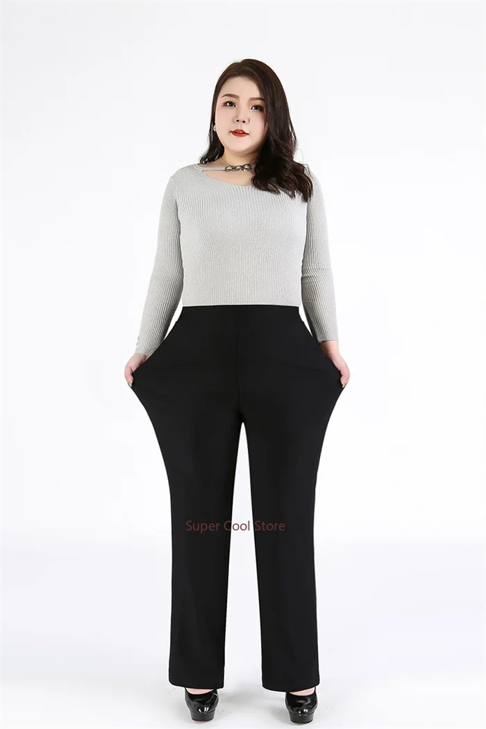 Woman Elegant Pants 140KG 5XL 7XL 8XL 9XL Plus Size Lady Straight Business Trousers Black Girl Stretched Office Formal Clothing