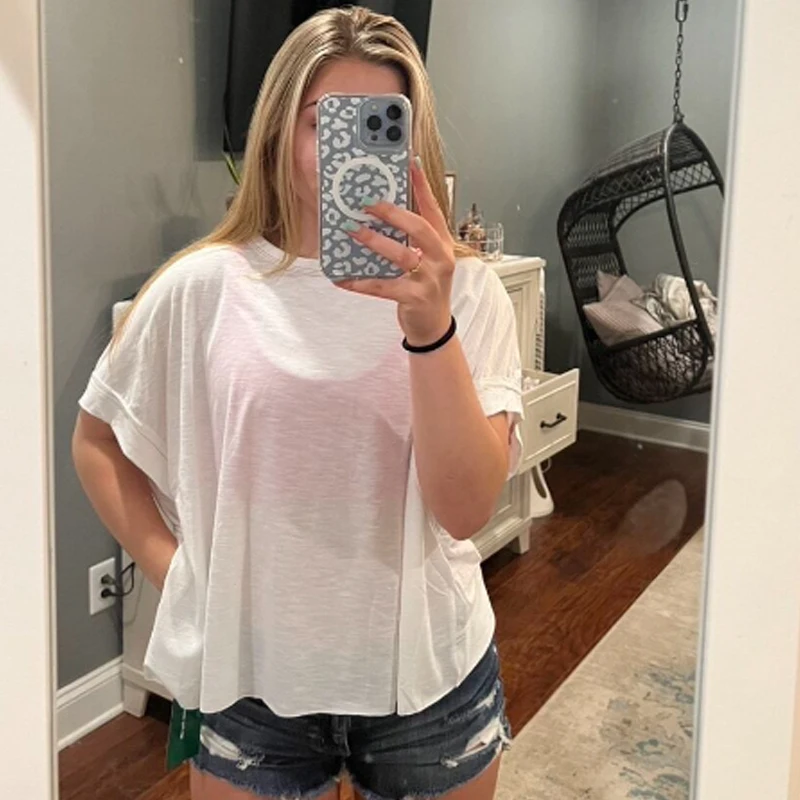 Women's Aesthetic Sexy White Short Sleeve Backless Solid Color T-shirt Streetwear Crop Tops Y2k Round Neck Clothes 2024 Tees Top