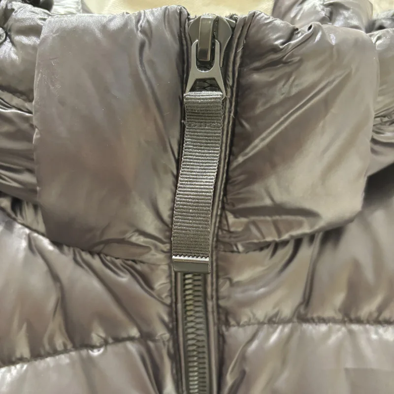 Schinteon Women White Duck Down Vest with Hood Casual Over Size Autumn Winter Warm Loose Thick Bright Black Sleeveless Jacket
