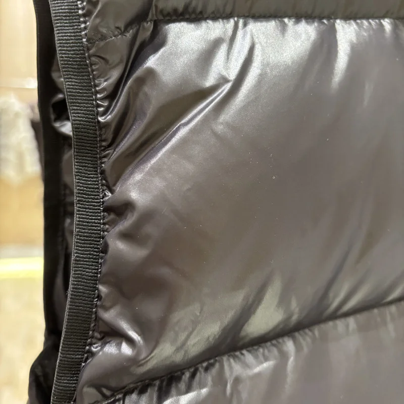 Schinteon Women White Duck Down Vest with Hood Casual Over Size Autumn Winter Warm Loose Thick Bright Black Sleeveless Jacket
