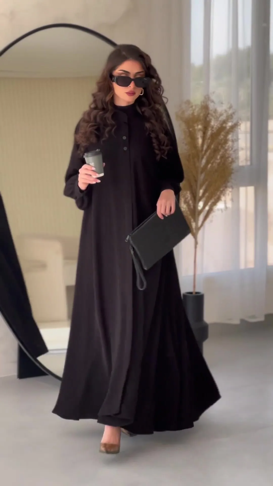 Long Abayas for Women Commuter Street Kaftan Plus Size Casual Abayas Solid Color Muslim Dress Women Musulmane Vestidos Largos