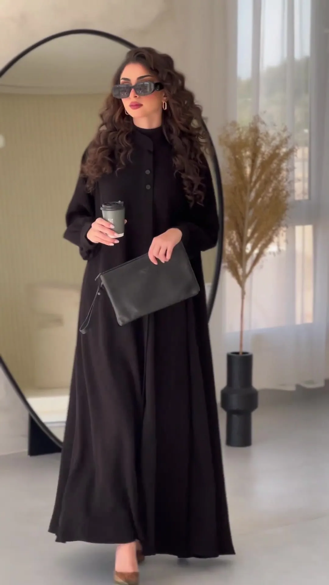 Long Abayas for Women Commuter Street Kaftan Plus Size Casual Abayas Solid Color Muslim Dress Women Musulmane Vestidos Largos