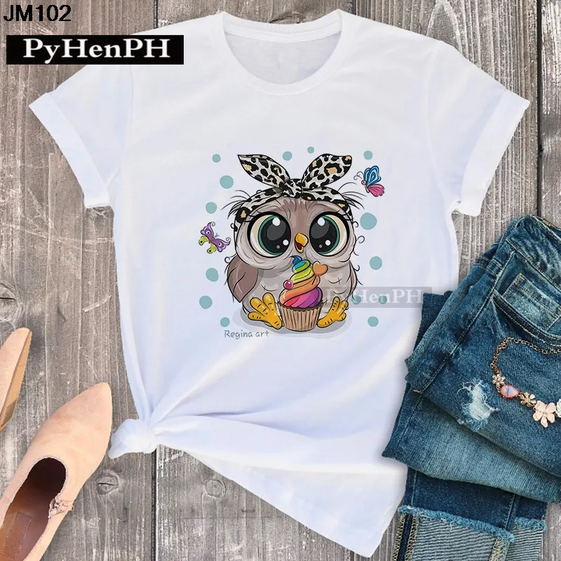 Simple Fashion Owl Youth Summer T-shirt Men's and Women's Short Sleeve Fashion Short Sleeve T-shirt Oversized T Shirt Tops Tee
