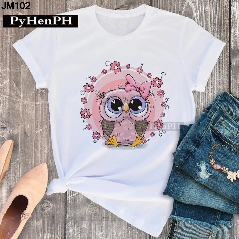 Simple Fashion Owl Youth Summer T-shirt Men's and Women's Short Sleeve Fashion Short Sleeve T-shirt Oversized T Shirt Tops Tee