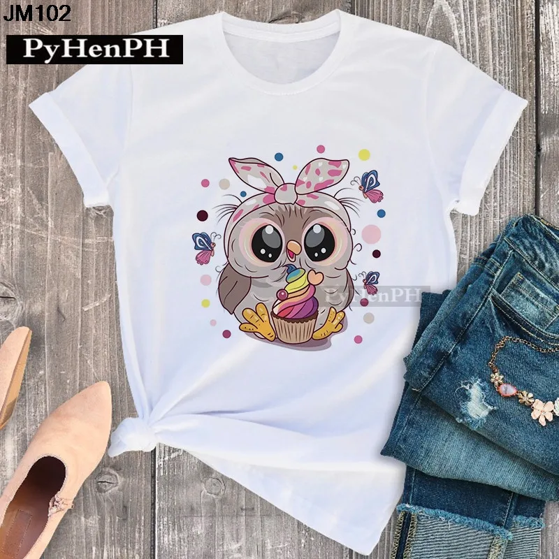 Simple Fashion Owl Youth Summer T-shirt Men's and Women's Short Sleeve Fashion Short Sleeve T-shirt Oversized T Shirt Tops Tee