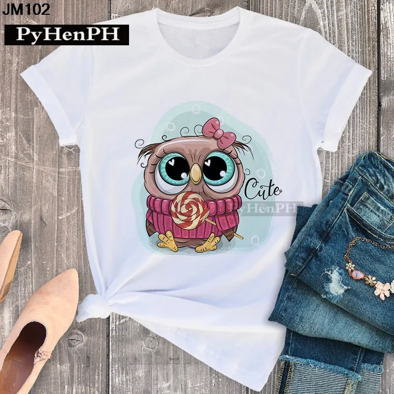 Simple Fashion Owl Youth Summer T-shirt Men's and Women's Short Sleeve Fashion Short Sleeve T-shirt Oversized T Shirt Tops Tee