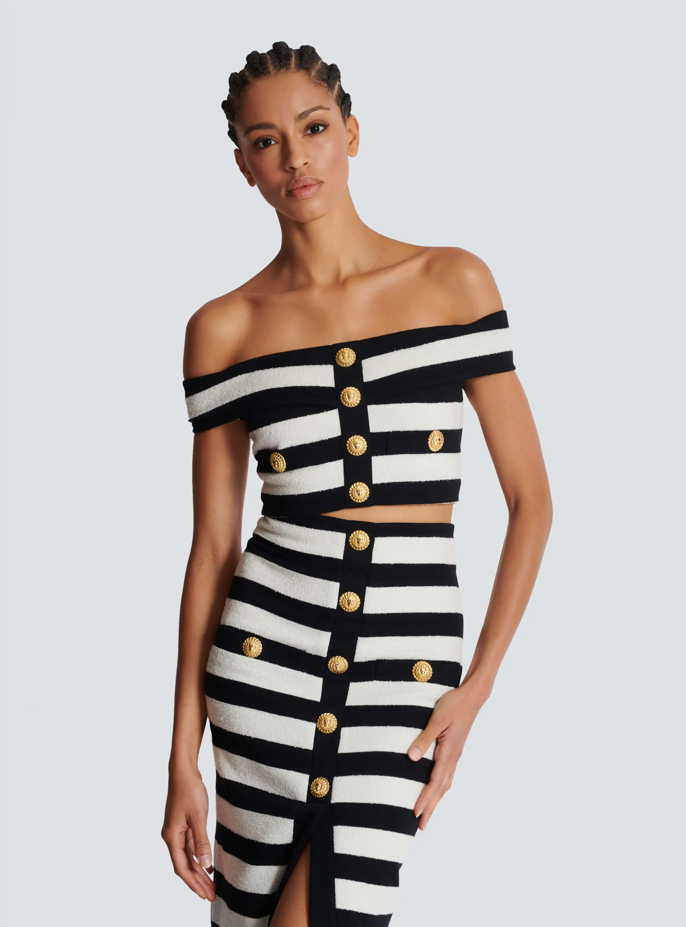 2024 New Women Sexy Slash Neck Striped 2 Pieces Bodycon Bandage Mid-calf Dress Fashion Celebrate Office Lady Elegant Wear