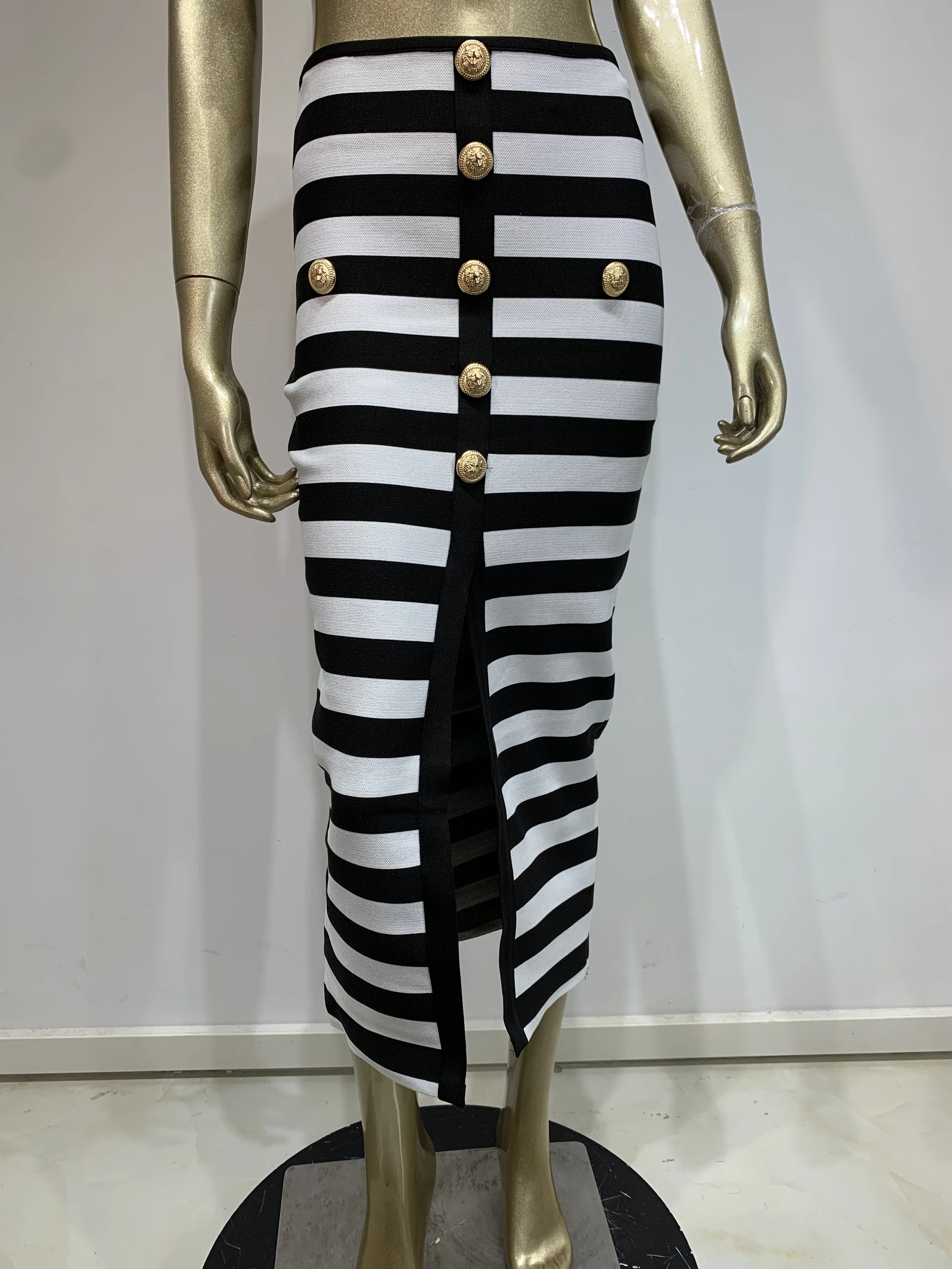 2024 New Women Sexy Slash Neck Striped 2 Pieces Bodycon Bandage Mid-calf Dress Fashion Celebrate Office Lady Elegant Wear