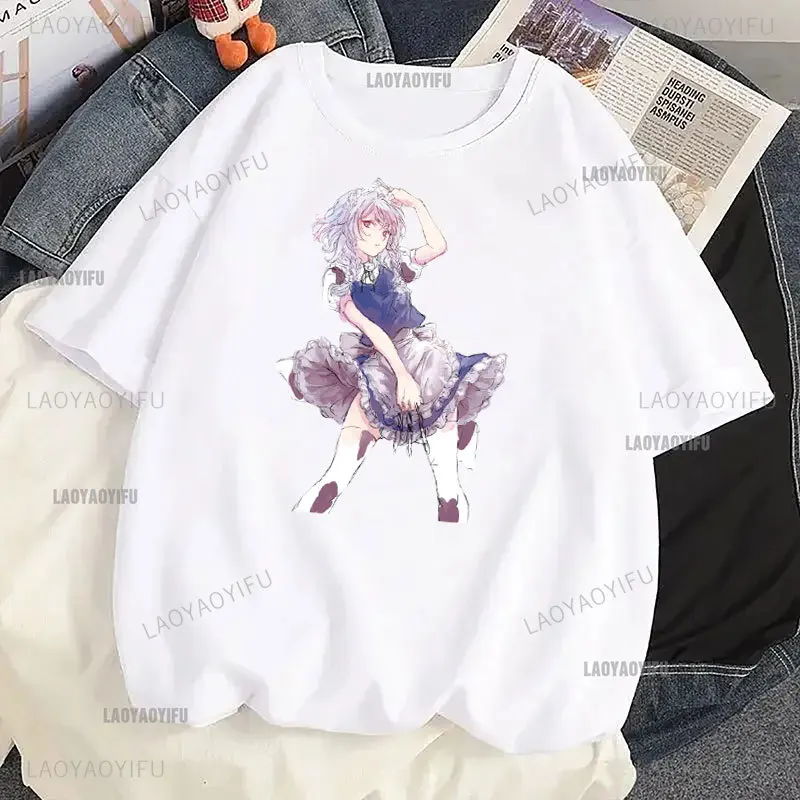 Touhou T-shirts Japanese Two-dimensional Women Harajuku T Shirt  Cat Ears Girl Anime Funny Casual Clothing Print Otaku Tops