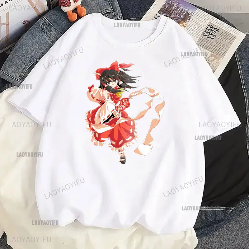 Touhou T-shirts Japanese Two-dimensional Women Harajuku T Shirt  Cat Ears Girl Anime Funny Casual Clothing Print Otaku Tops