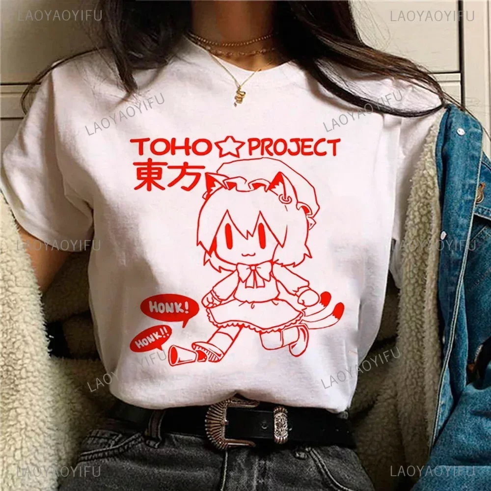 Touhou T-shirts Japanese Two-dimensional Women Harajuku T Shirt  Cat Ears Girl Anime Funny Casual Clothing Print Otaku Tops