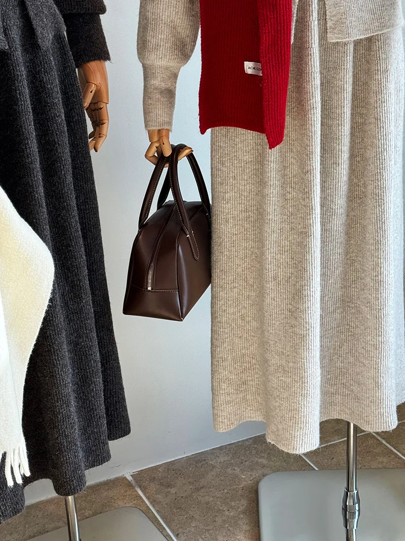 Women Two Pieces Suits O-Neck Knitted Cardigans With A-Line Long Skirt Winter Clothes Tops  Tracksuits Ladies Outfits