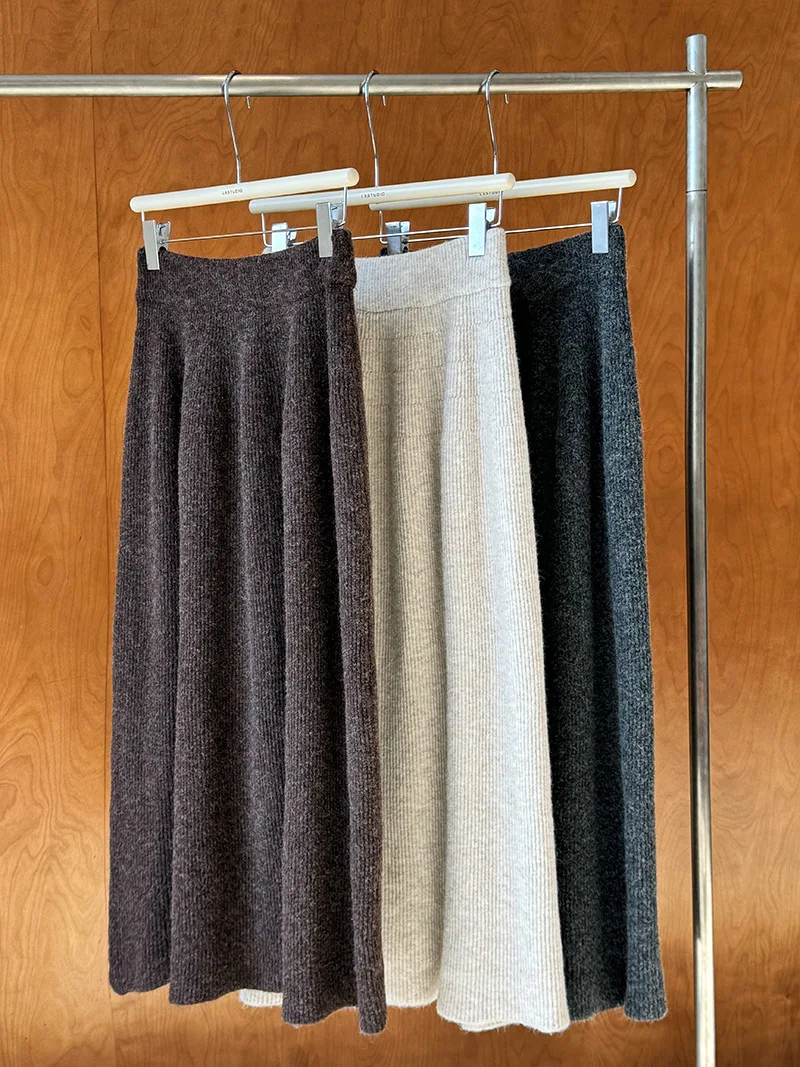 Women Two Pieces Suits O-Neck Knitted Cardigans With A-Line Long Skirt Winter Clothes Tops  Tracksuits Ladies Outfits