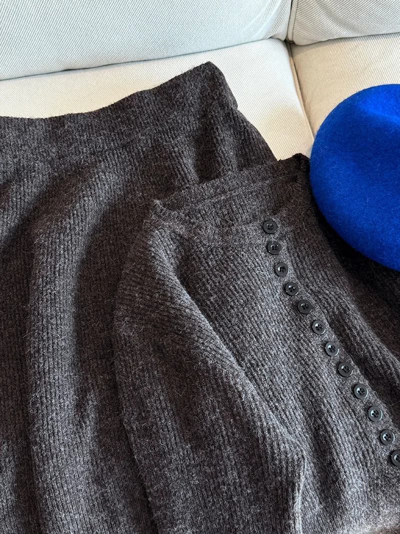 Women Two Pieces Suits O-Neck Knitted Cardigans With A-Line Long Skirt Winter Clothes Tops  Tracksuits Ladies Outfits