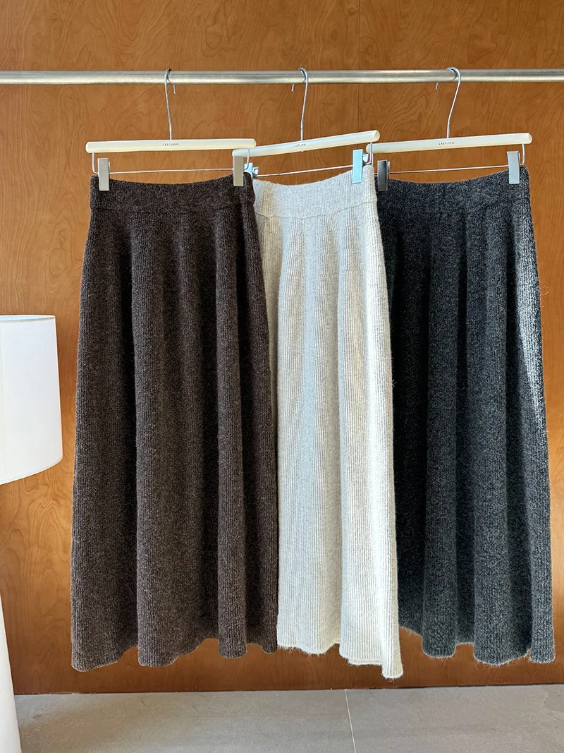 Women Two Pieces Suits O-Neck Knitted Cardigans With A-Line Long Skirt Winter Clothes Tops  Tracksuits Ladies Outfits