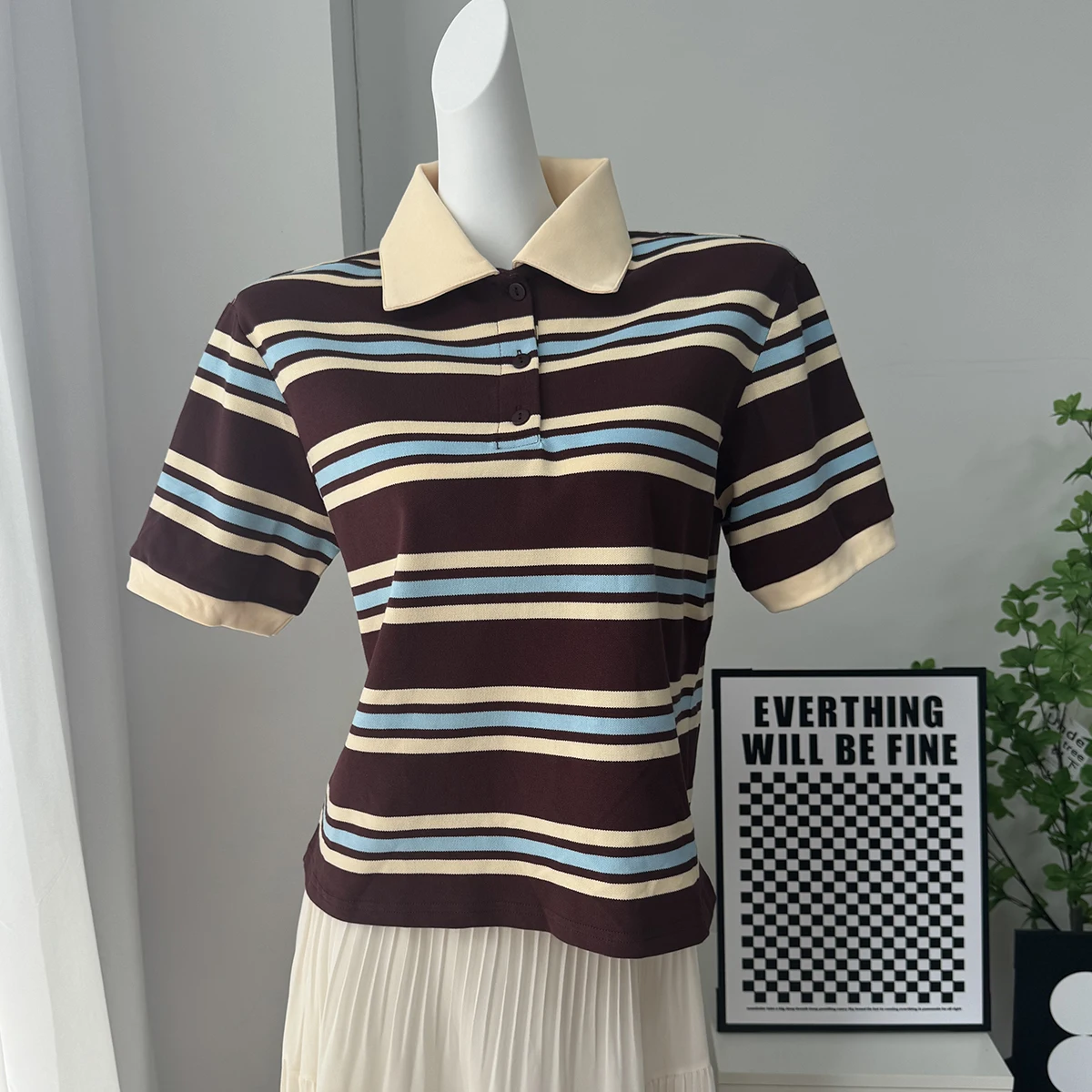 Hirsionsan Polo Neck T Shirt Women Soft Chic Tees 95% Cotton Jumper Clothes Loose Casual Pullover 2025 Summer New Crop Tops