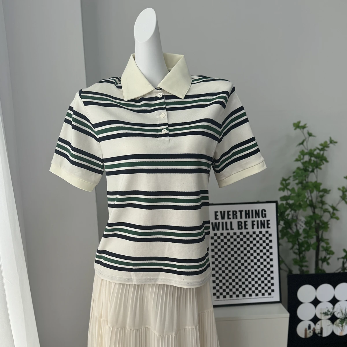 Hirsionsan Polo Neck T Shirt Women Soft Chic Tees 95% Cotton Jumper Clothes Loose Casual Pullover 2025 Summer New Crop Tops
