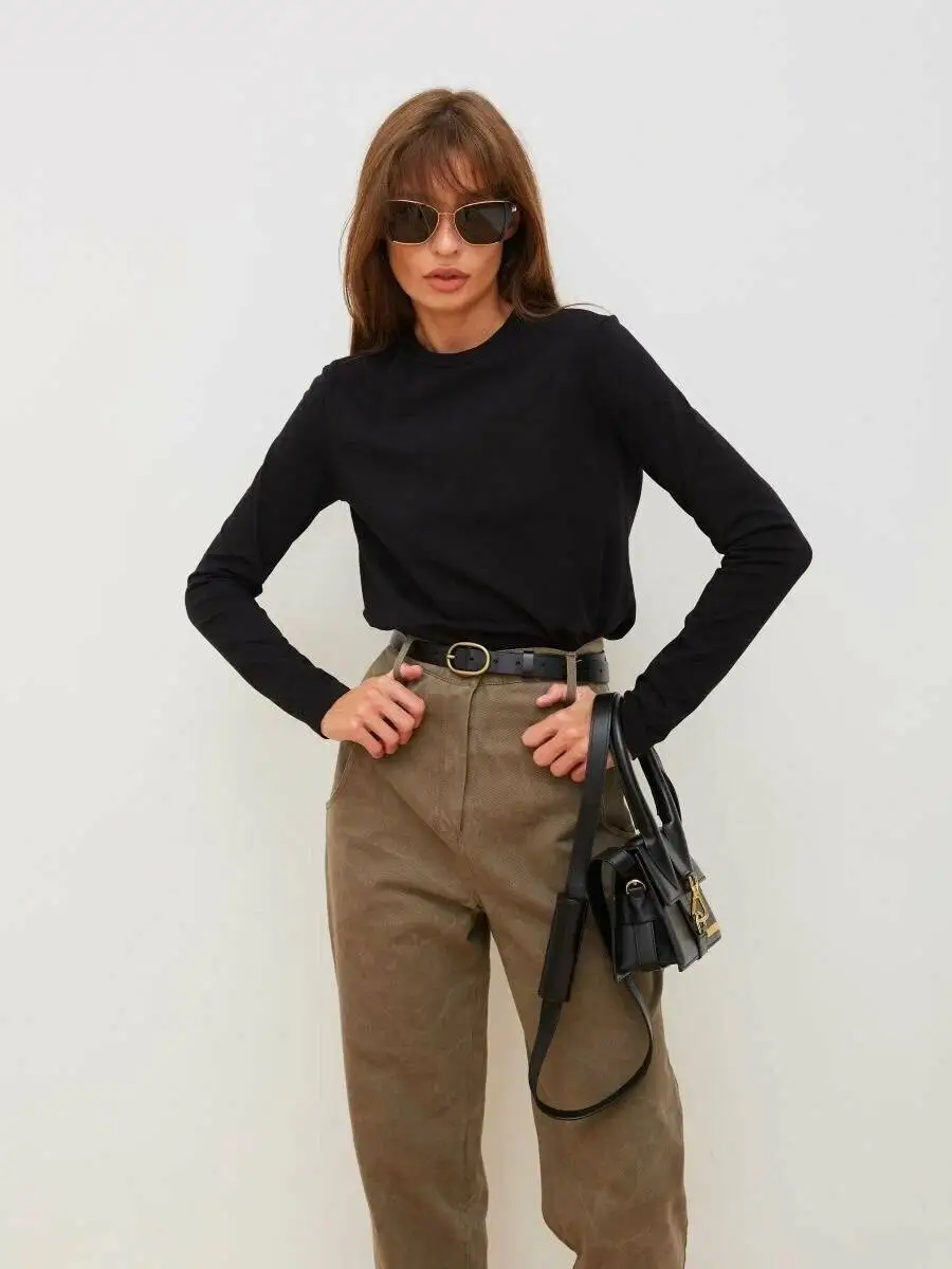 Wolfeel Women's Spring Autumn 100% Cotton T-shirt Bottoming Basic Solid Lady Long Sleeve Loose Tops Shirts Oversized T Shirt