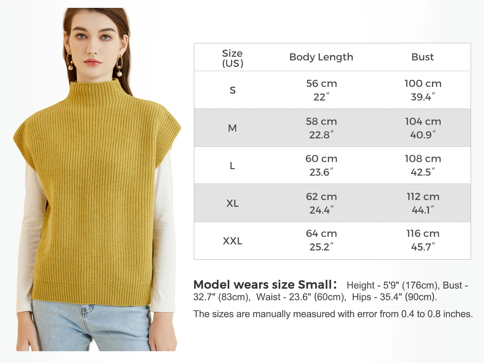 LONGMING Women's Vest Sweater 100% Merino Wool Sweater Vest Mockneck Fall Winter Warm Sleeveless Knitted Pullover Vest Classical