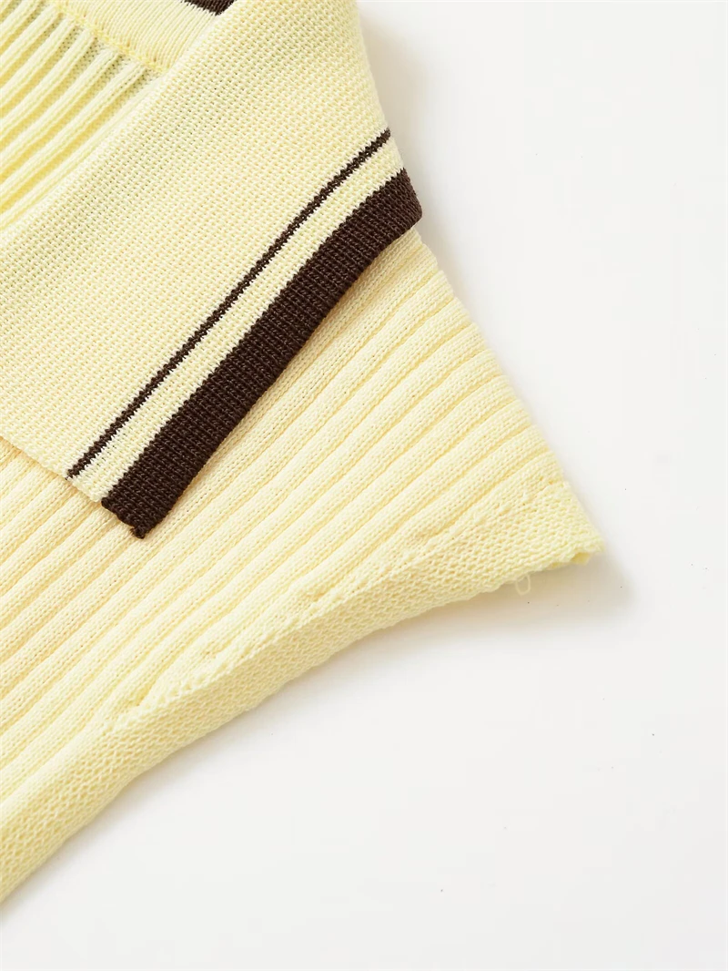 KEYANKETIAN Summer New Women's Striped Polo collar Sleeveless Knitted Top Preppy Style Slim Thin Knit Vest Threaded Pullover