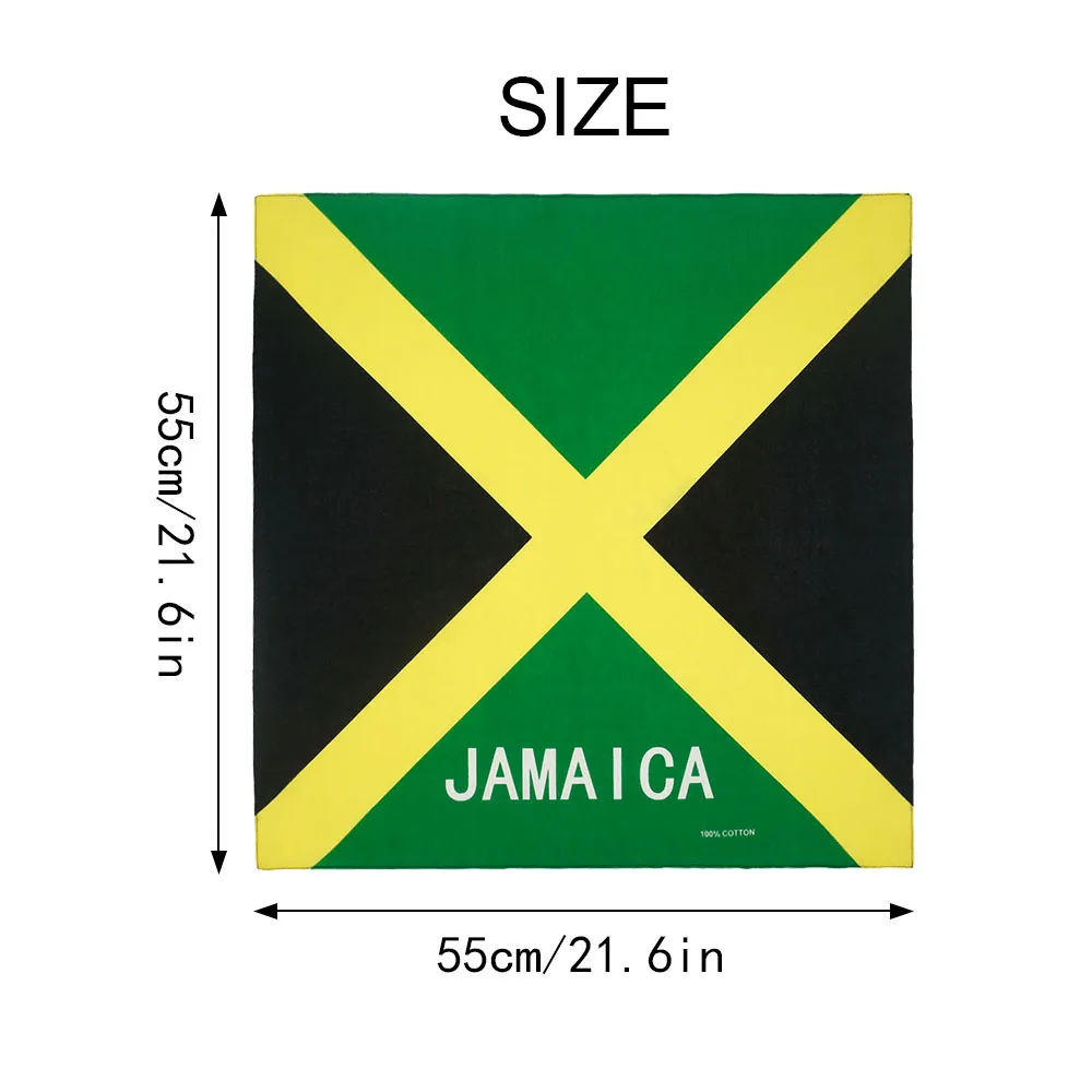 Square Running Headband Scarf Jamaica Flag Bandana 100% Cotton Biker Cycling Head Wrap Cowboy Kerchief Men Women Neck Accessary
