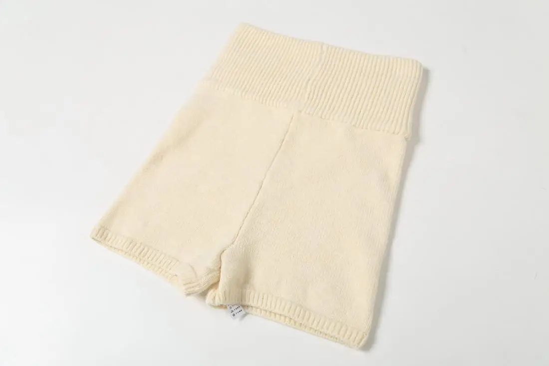 Women's Fold Over Waist Knitted Shorts, Knit Shorts