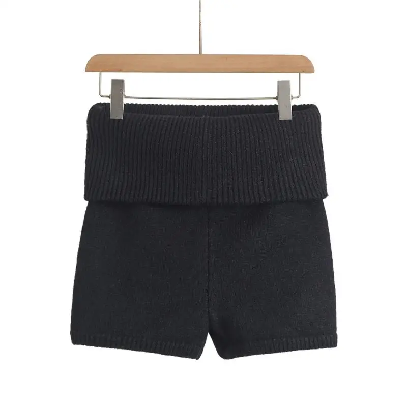 Women's Fold Over Waist Knitted Shorts, Knit Shorts
