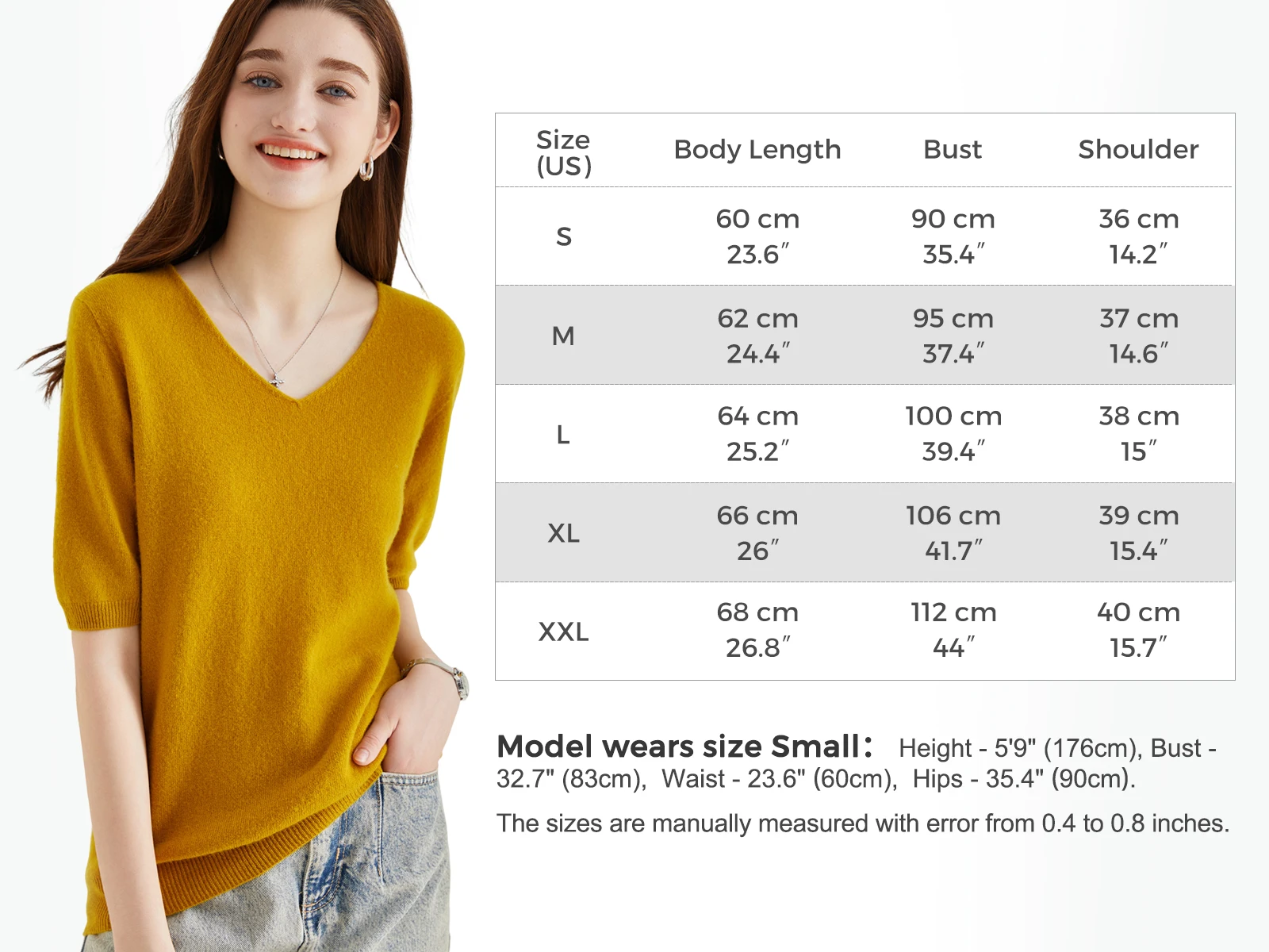 Women's Sweater 100% Merino Wool Sweater for Women Pullover Short Sleeve Tops Spring Summer V Neck Soft Knitted Female Clothing