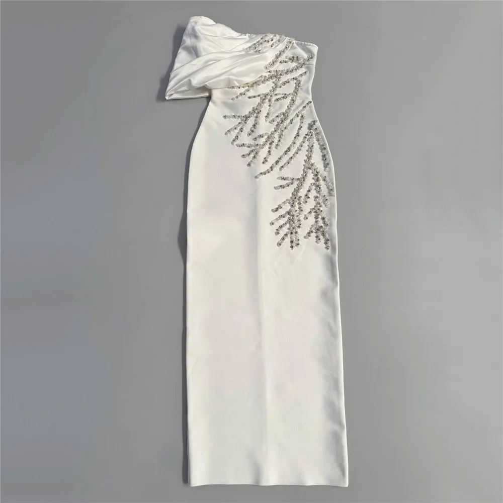 Women Sexy Off Shoulder Bandage Dress Beading Patchwork Clothes Club Party Celebrity Elegant Dresses