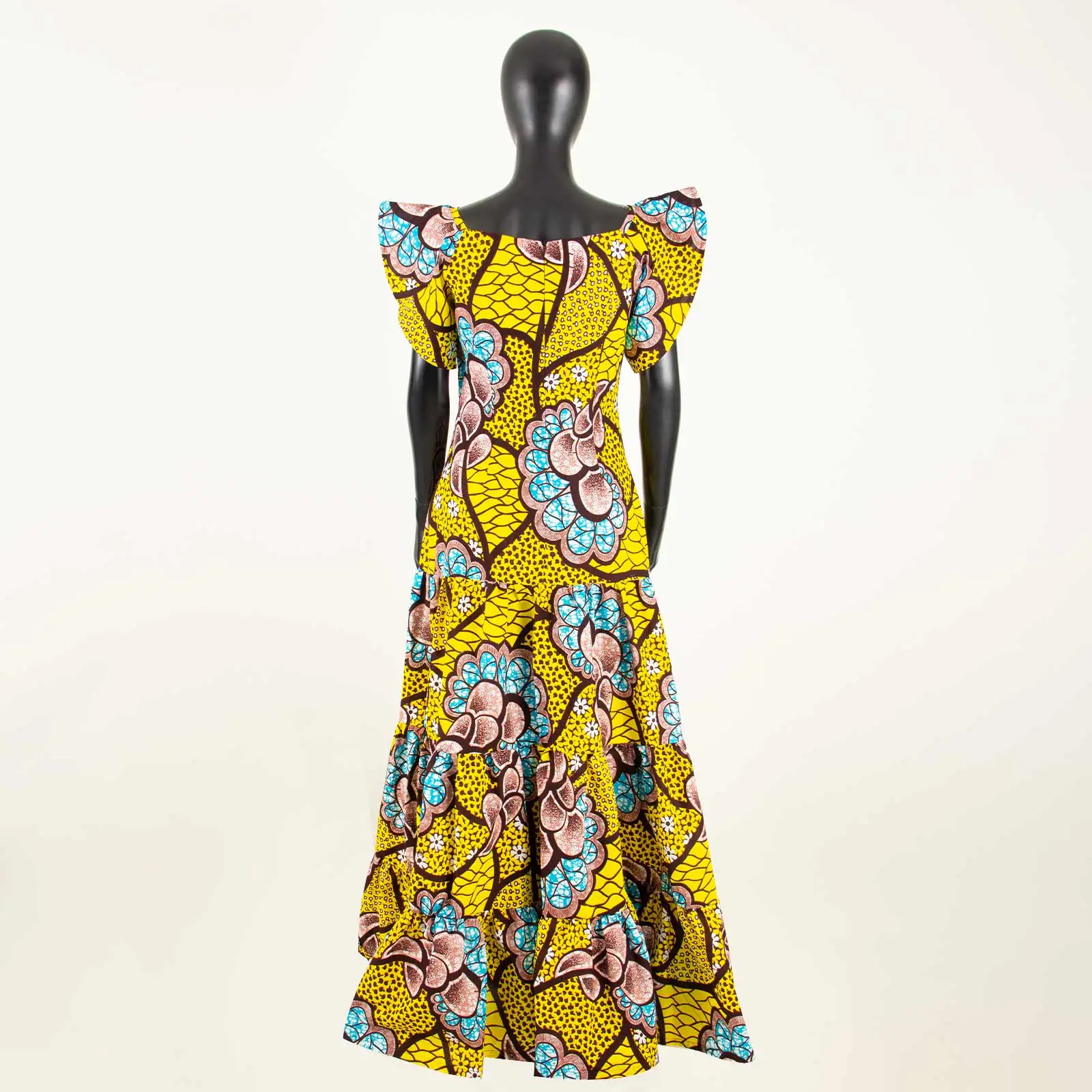 African Dresses for Women Short Sleeve High Waist Dashiki Outfits Ankara Print Attire Maxi Dress Party Wedding Evening A2225021