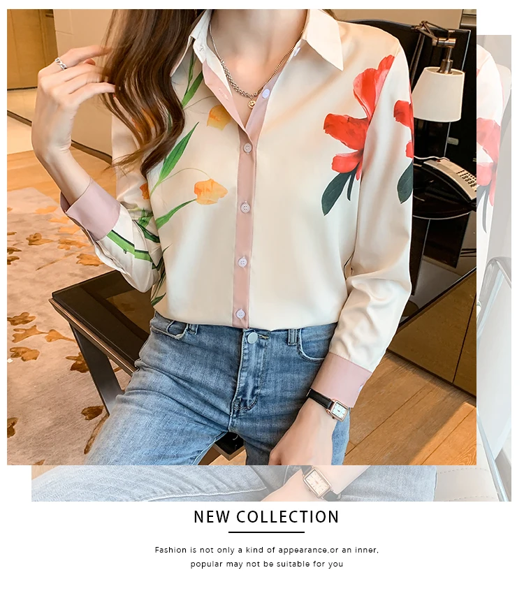 Fashion ladies shirts New elegant Women Blouses Long Sleeve Button-Down Tops blusa mujer