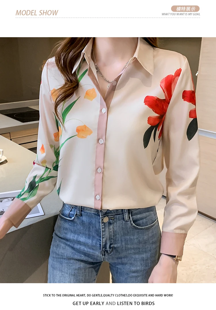 Fashion ladies shirts New elegant Women Blouses Long Sleeve Button-Down Tops blusa mujer