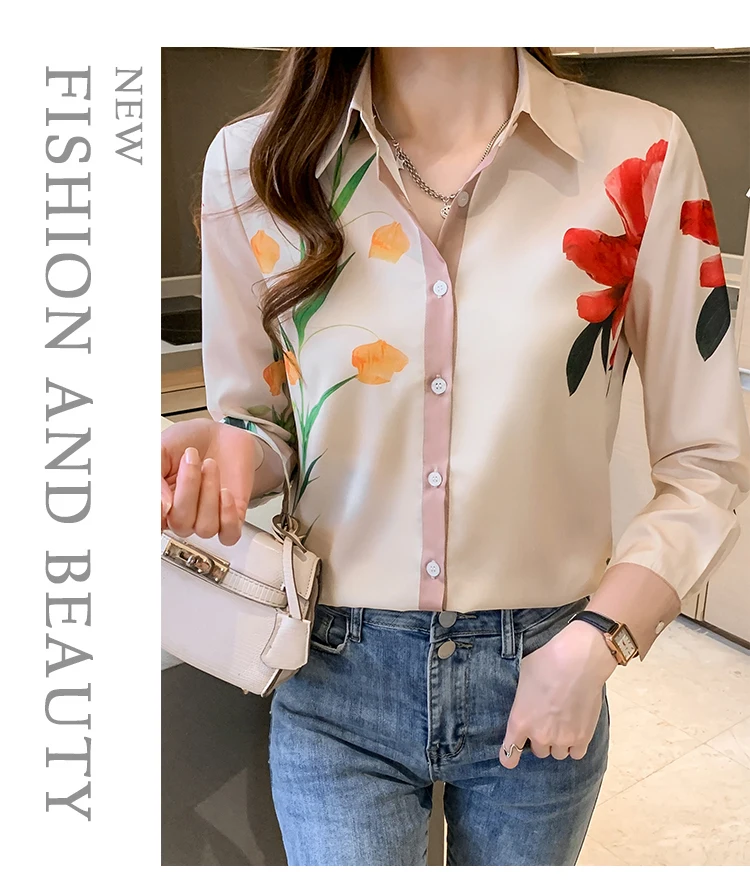 Fashion ladies shirts New elegant Women Blouses Long Sleeve Button-Down Tops blusa mujer