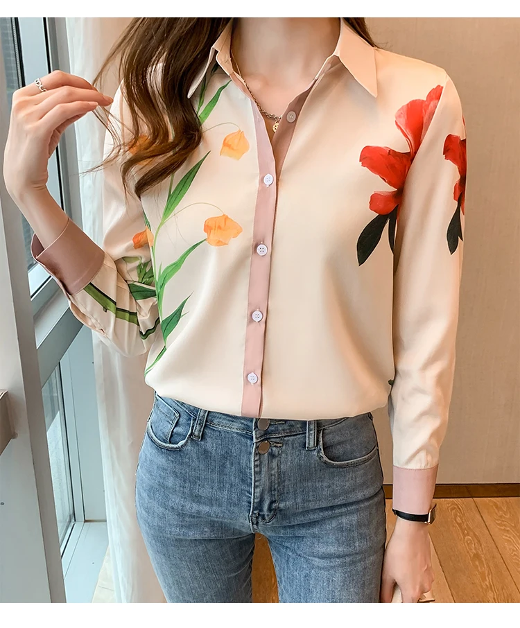 Fashion ladies shirts New elegant Women Blouses Long Sleeve Button-Down Tops blusa mujer