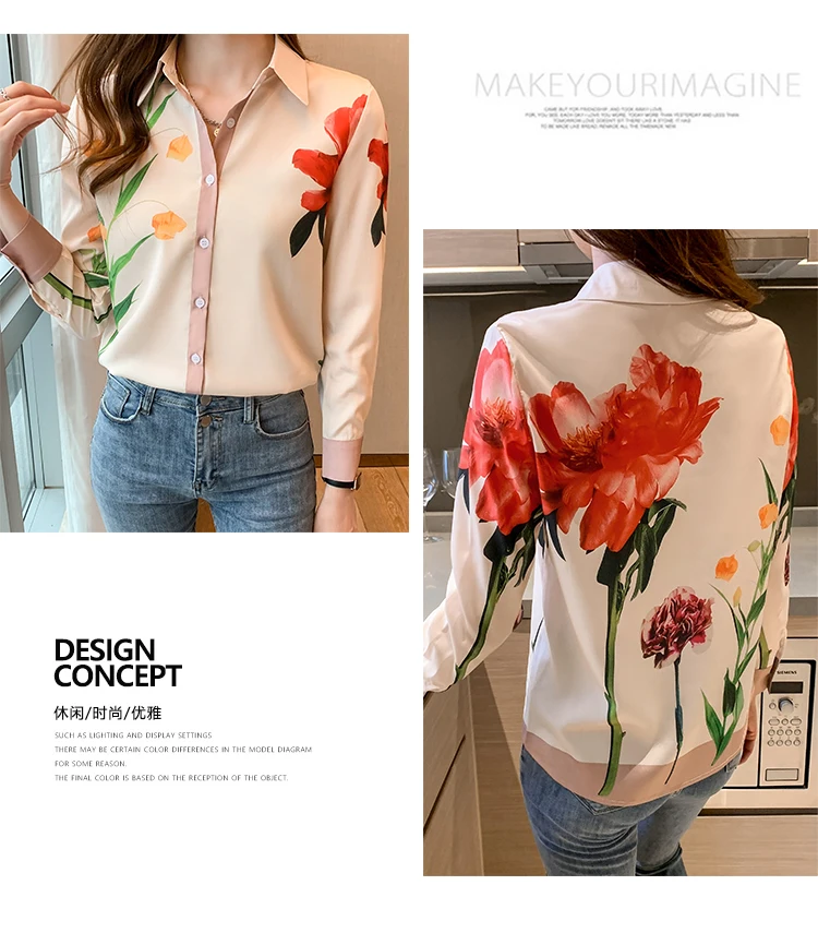 Fashion ladies shirts New elegant Women Blouses Long Sleeve Button-Down Tops blusa mujer