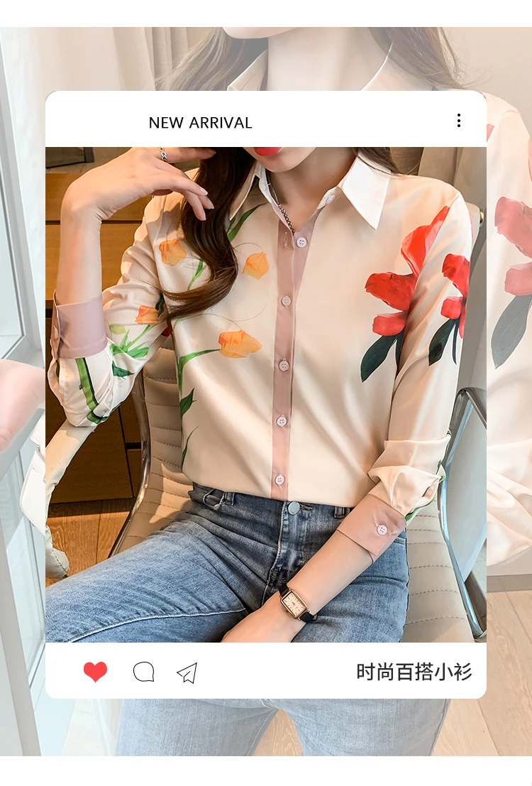 Fashion ladies shirts New elegant Women Blouses Long Sleeve Button-Down Tops blusa mujer