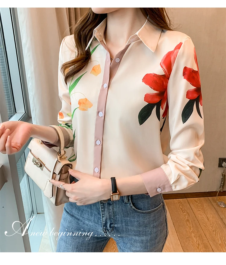 Fashion ladies shirts New elegant Women Blouses Long Sleeve Button-Down Tops blusa mujer