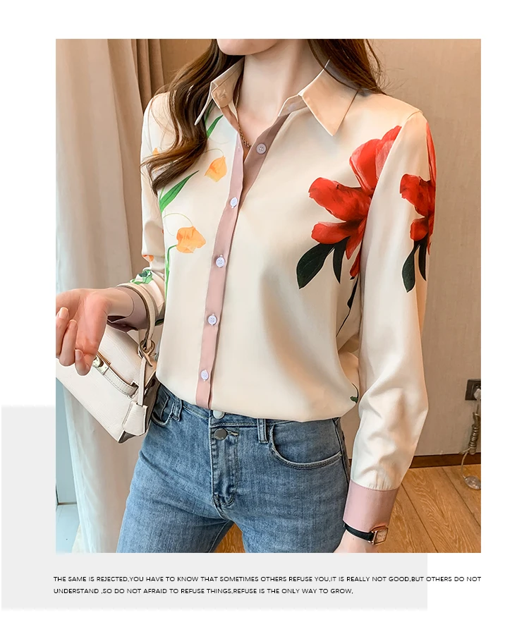Fashion ladies shirts New elegant Women Blouses Long Sleeve Button-Down Tops blusa mujer