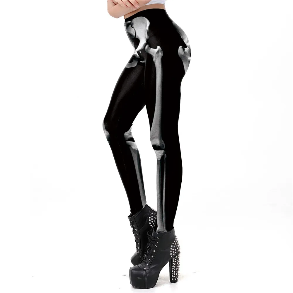 NADANBAO Skull Leggings Woman Halloween Party Trousers Festival Holiday Streetwear Female Mid Wasit Tight Pants Women's Bottom
