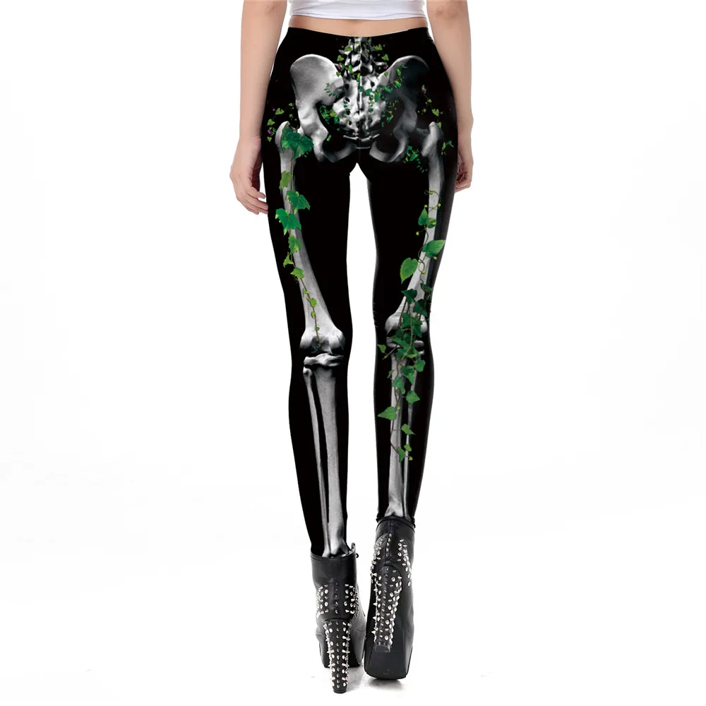 NADANBAO Skull Leggings Woman Halloween Party Trousers Festival Holiday Streetwear Female Mid Wasit Tight Pants Women's Bottom