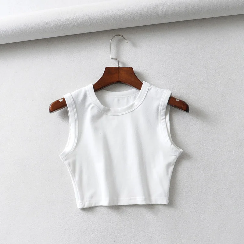 2024 Summer vintage white crop tops women biker black punk sexy tank top korean streetwear cropped sleeveless top feminino