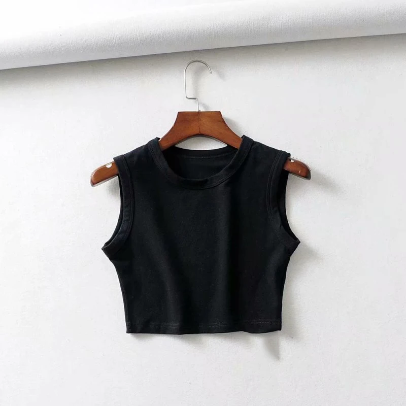 2024 Summer vintage white crop tops women biker black punk sexy tank top korean streetwear cropped sleeveless top feminino
